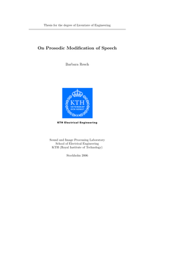 On Prosodic Modification of Speech