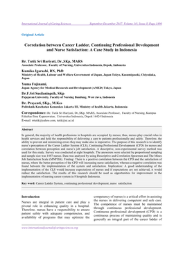 Correlation Between Career Ladder, Continuing Professional Development and Nurse Satisfaction: a Case Study in Indonesia