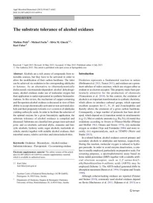 The Substrate Tolerance of Alcohol Oxidases
