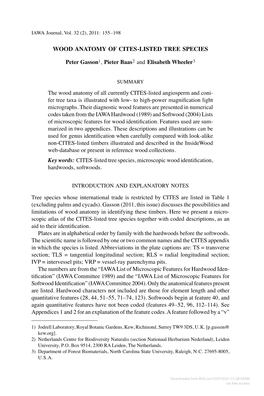 Downloaded from Brill.Com10/07/2021 01:28:04AM Via Free Access 156 IAWA Journal, Vol