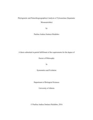 Phylogenetic and Palaeobiogeographical Analysis of Tylosaurinae (Squamata