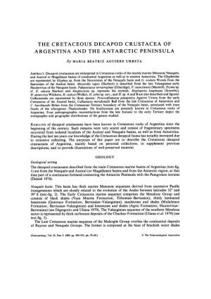 The Cretaceous Decapod Crustacea of Argentina and the Antarctic Peninsula