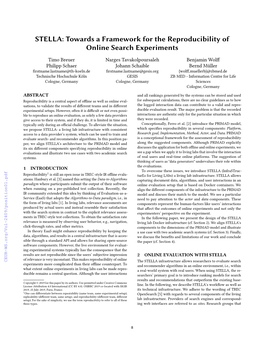 STELLA: Towards a Framework for the Reproducibility of Online Search Experiments