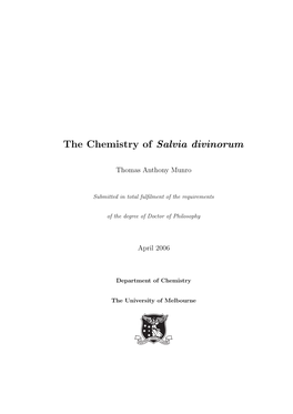 The Chemistry of Salvia Divinorum