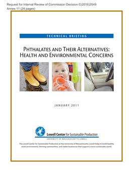 Phthalates and Their Alternatives: Health and Environmental Concerns