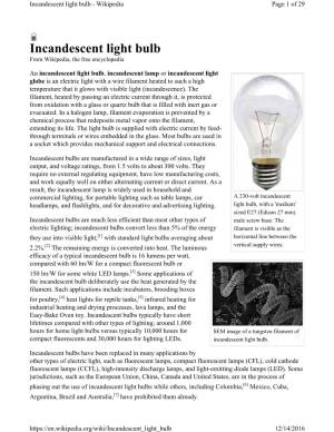 Incandescent Light Bulb - Wikipedia Page 1 of 29