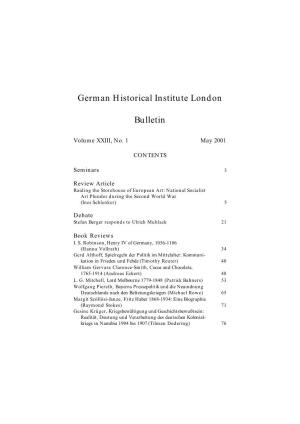 German Historical Institute London Bulletin Vol 23 (2001), No. 1