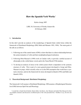 How the Spanish Verb Works