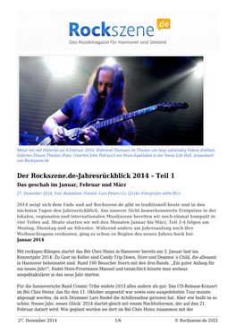 Der Rockszene.De-Jahresrückblick 2014 – Teil 1 Das Geschah Im Januar, Februar Und März
