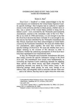 Overruling Dred Scott: the Case for Same-Sex Marriage