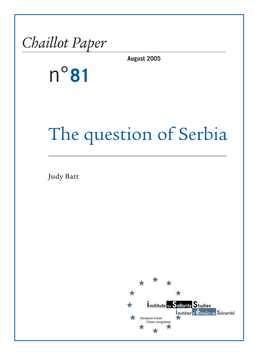 The Question of Serbia