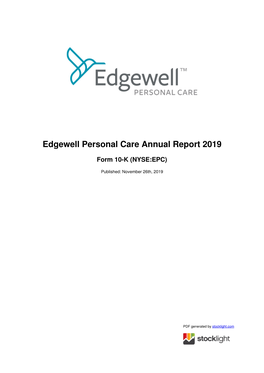 Edgewell Personal Care Annual Report 2019