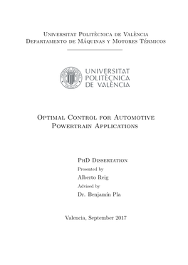Optimal Control for Automotive Powertrain Applications