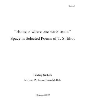 Space in Selected Poems of TS Eliot