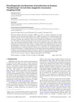 Paralinguistic Mechanisms of Production in Human “Beatboxing”: a Real-Time Magnetic Resonance Imaging Study