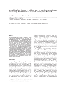 Assembling New Guinea: 40 Million Years of Island Arc Accretion As Indicated by the Distributions of Aquatic Heteroptera (Insecta)