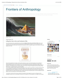 Frontiers of Anthropology Lifting the Veil on the Lost Continent of Mu