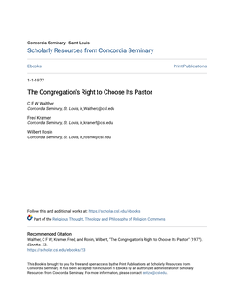 The Congregation's Right to Choose Its Pastor