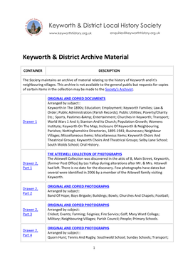 Keyworth & District Archive Material