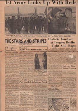 1St Army Links up with Reds. Berlin Fight Still Rages