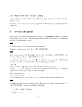 1 Probability Space
