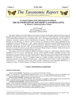 The Taxonomic Report of the INTERNATIONAL LEPIDOPTERA SURVEY