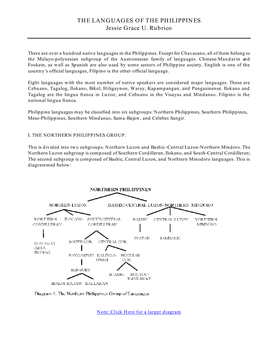 THE LANGUAGES of the PHILIPPINES Jessie Grace U