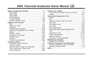 2004 Chevrolet Avalanche Owner Manual M