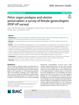 Pelvic Organ Prolapse and Uterine Preservation