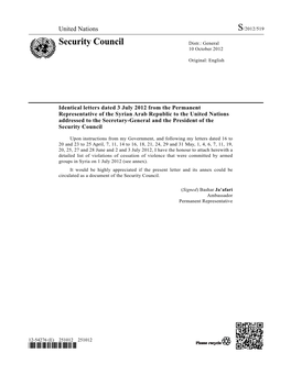 Security Council Distr.: General 10 October 2012