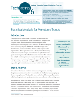 Statistical Analysis for Monotonic Trends, Tech Notes 6, NNPSMP Tech Notes Is a Series of Publications That Shares This Unique November 2011
