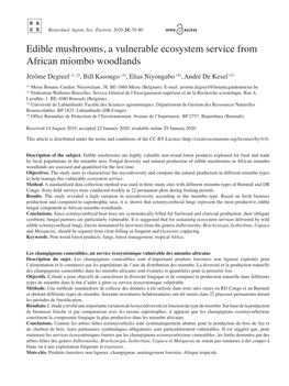 Edible Mushrooms, a Vulnerable Ecosystem Service from African