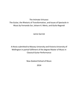 The Guitar, the Rhetoric of Transformation, and Issues of Spectacle in Music by Fernando Sor, Johann K