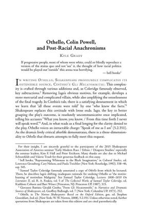 Othello, Colin Powell, and Post-Racial Anachronisms