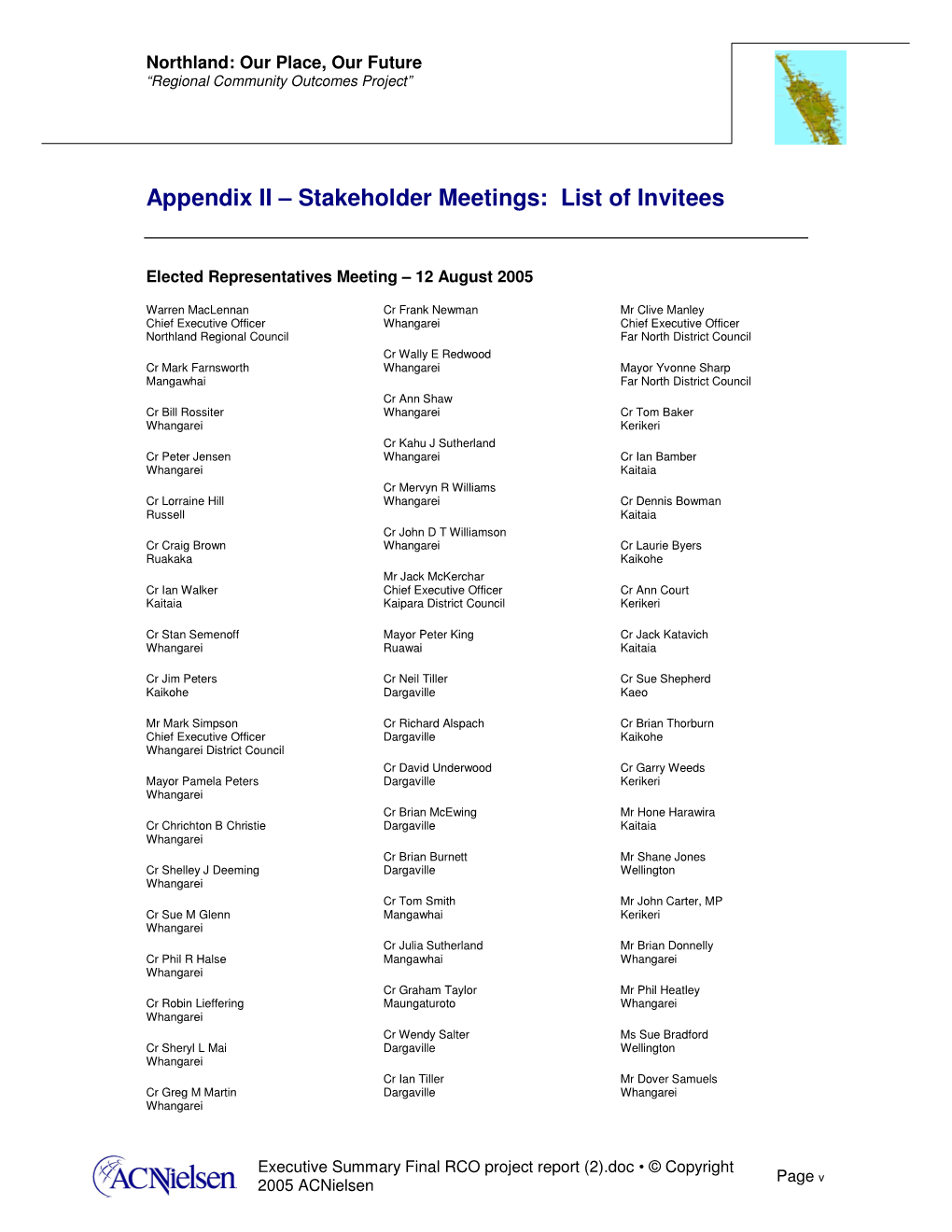 Appendix II – Stakeholder Meetings: List of Invitees