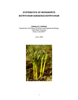 Systematics of Moonworts Botrychium Subgenus Botrychium