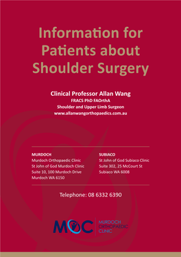 Information for Patients About Shoulder Surgery