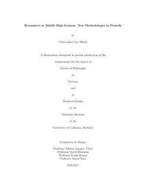 Resonances in Middle High German: New Methodologies in Prosody