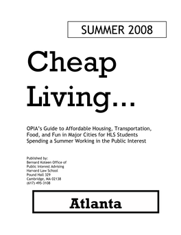 Atlanta Atlanta Table of Contents If You’Re Working in Another City, Check with OPIA to See If There Is an Edition from a Housing 2 Prior Year