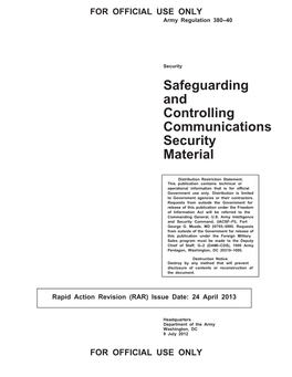 AR 380-40 Safeguarding and Controlling Communications