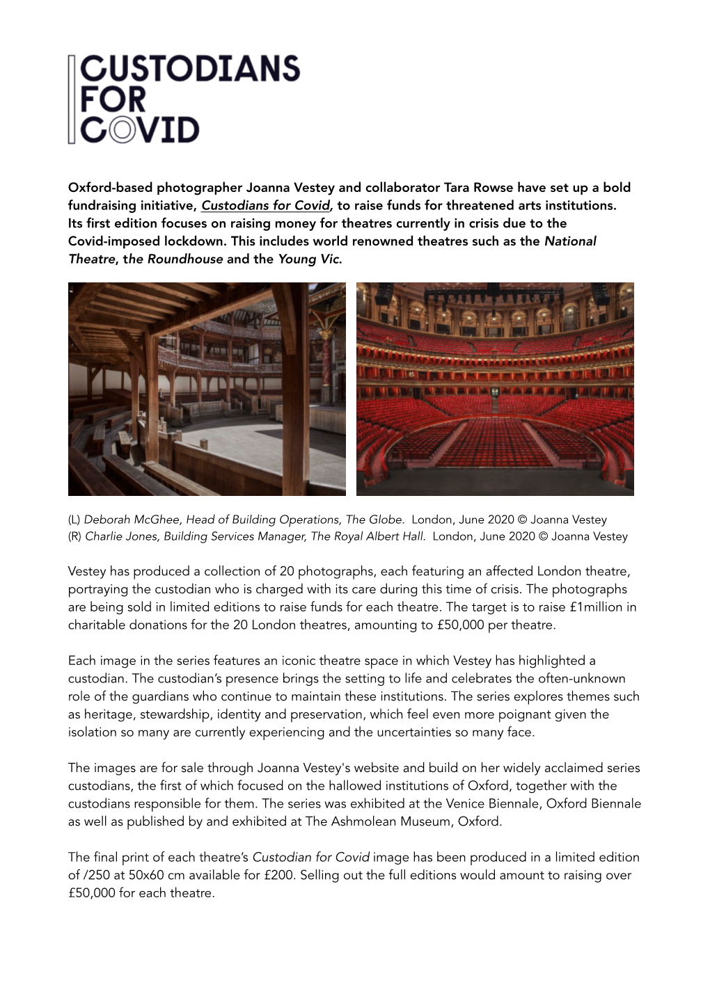 Custodians for Covid, Theatres Press Release