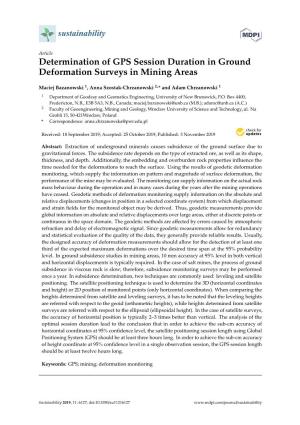 Determination of GPS Session Duration in Ground Deformation Surveys in Mining Areas