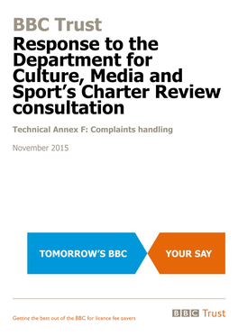 BBC Trust Response to the Department for Culture, Media and Sport’S Charter Review Consultation