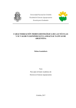 Caracterización Morfo-Histológica De Las Núculas Y Su Valor Taxonómico En Lamiaceae Nativas De Argentina