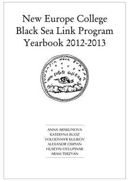 New Europe College Black Sea Link Program Yearbook 2012-2013