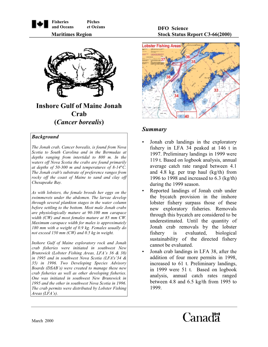 Inshore Gulf of Maine Jonah Crab (Cancer Borealis)