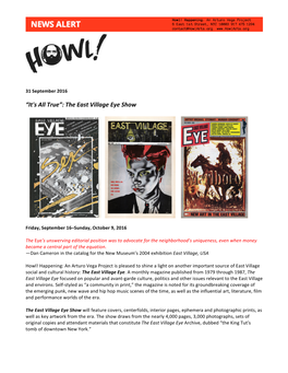 The East Village Eye Show Press Release