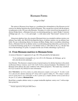 Riemann Forms