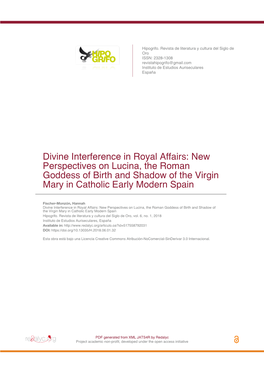 New Perspectives on Lucina, the Roman Goddess of Birth and Shadow of the Virgin Mary in Catholic Early Modern Spain