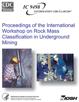 Proceedings of the International Workshop on Rock Mass Classification in Underground Mining